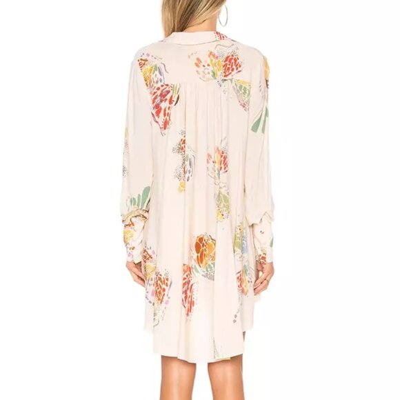 FREE PEOPLE Field Of Butterflies Tunic Top Size Medium Boho Chic Hi-Low - Picture 3 of 13